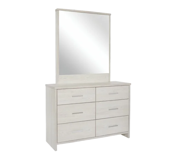 White Wood Dresser with Mirror PNG Transparent Background