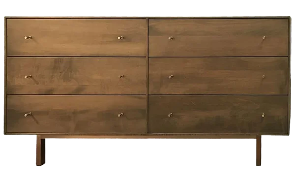 Modern Wooden Six-Drawer Dresser PNG