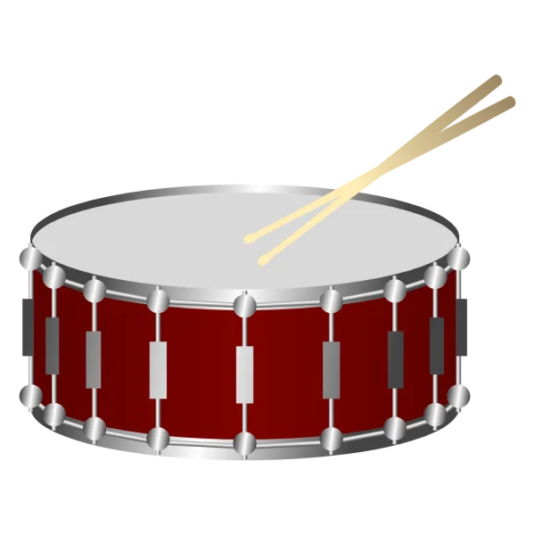 Red Snare Drum with Drumsticks PNG