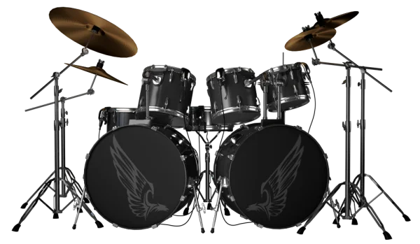 Realistic Black Drum Kit PNG Transparent Background