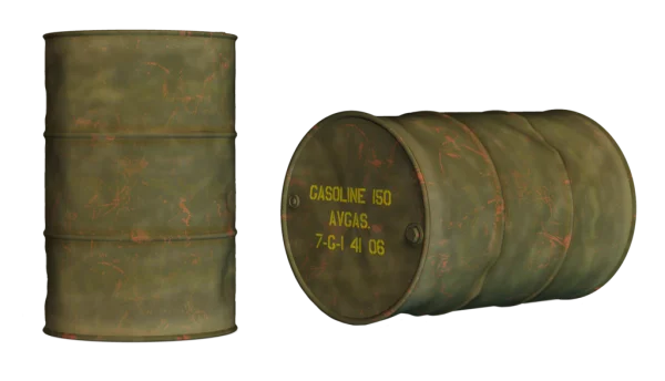Old Rusty Green Fuel Barrels PNG Transparent