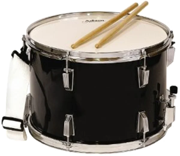 Black Marching Snare Drum with Sticks PNG