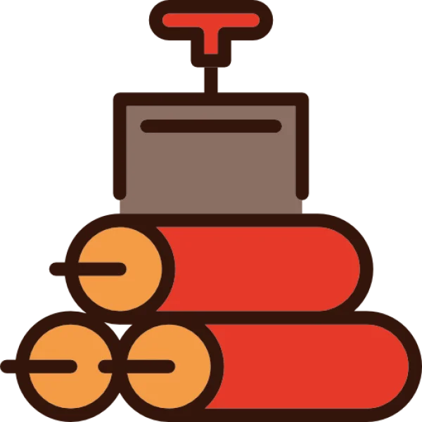 Dynamite Sticks and Detonator Plunger PNG Transparent Background