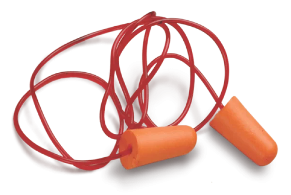 Orange Earplugs with Red Cord PNG Transparent Background