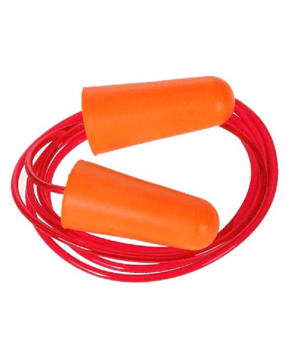 Orange Earplugs with Red Cord PNG Transparent Background