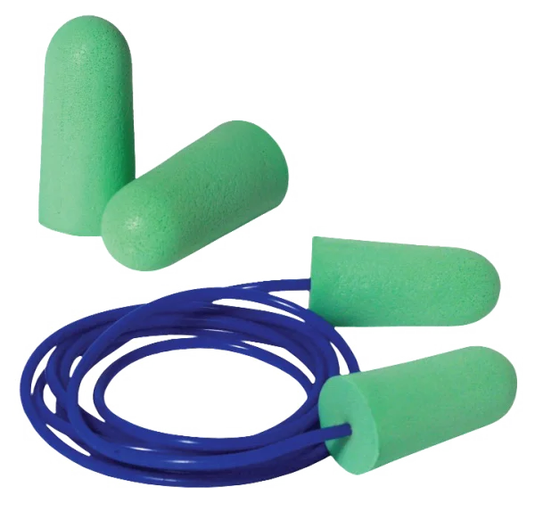 Green Corded Foam Earplugs PNG Transparent