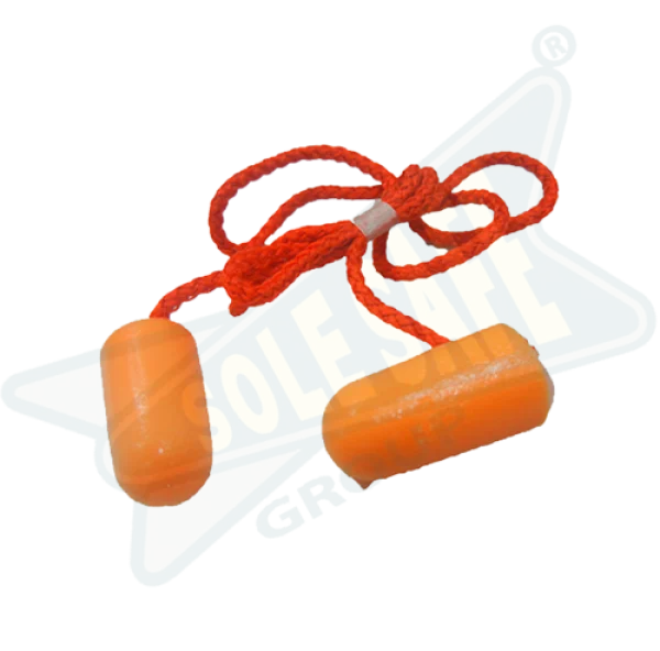 Orange Earplugs with Red Cord and Sole Safe Group Logo PNG
