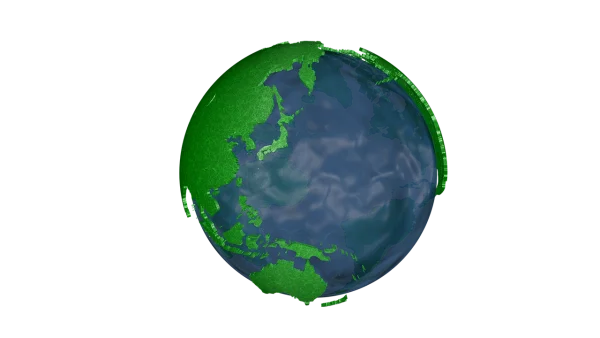 Stylized 3D Green Earth Globe Render PNG