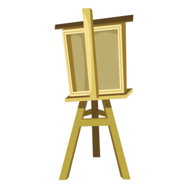 Wooden Art Easel with Blank Canvas PNG