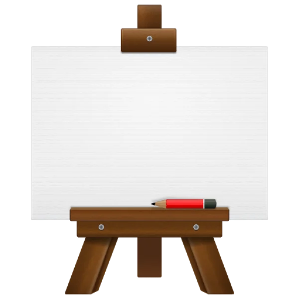 Wooden Easel with Blank Canvas and Pencil PNG
