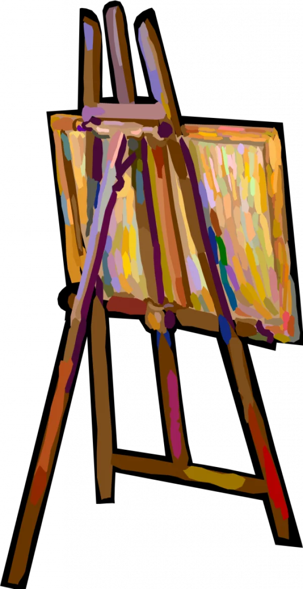 Art Easel with Abstract Painting PNG