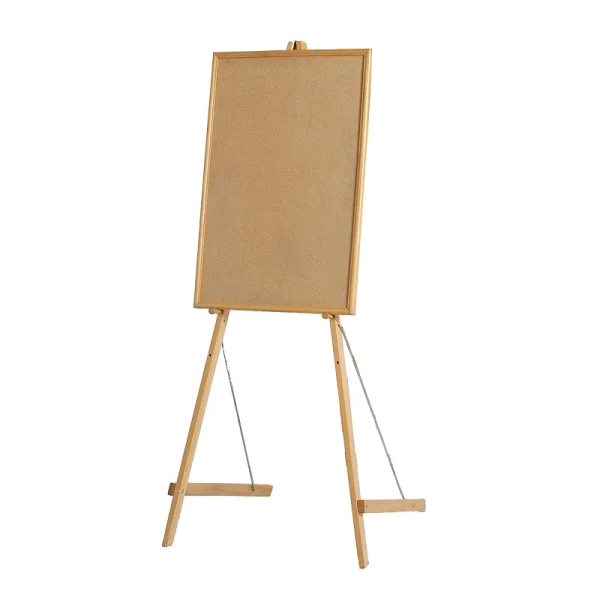 Blank Cork Board on Wooden Easel PNG Transparent