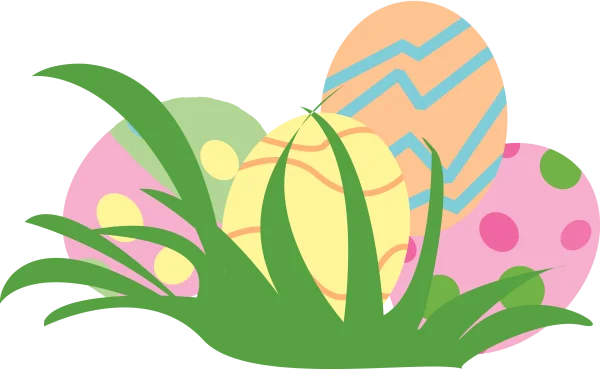 Colorful Easter Eggs in Grass PNG Transparent Background