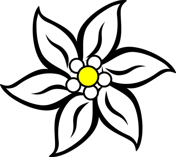 Minimalist Yellow and White Flower Icon PNG