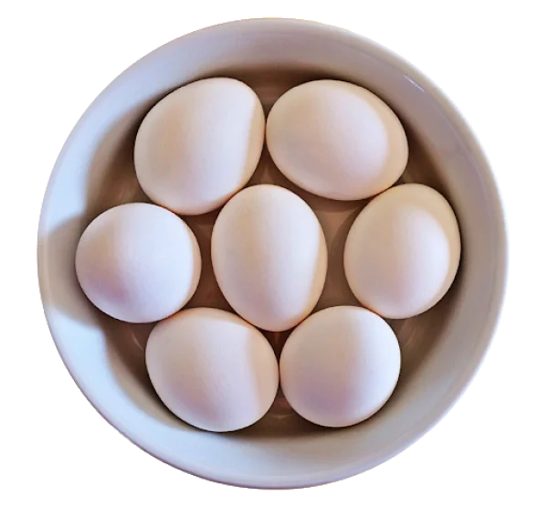 Seven White Eggs in a Bowl PNG Transparent Background