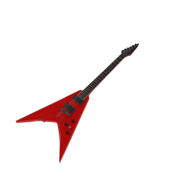 Red V-Shaped Electric Guitar PNG