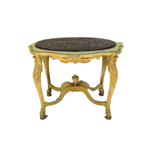 Ornate Vintage Marble Top Table PNG Transparent Background