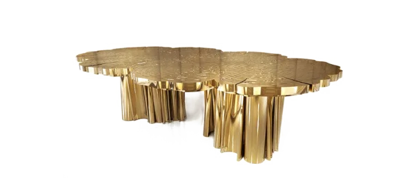 Luxury Gold Tree Stump Coffee Table PNG