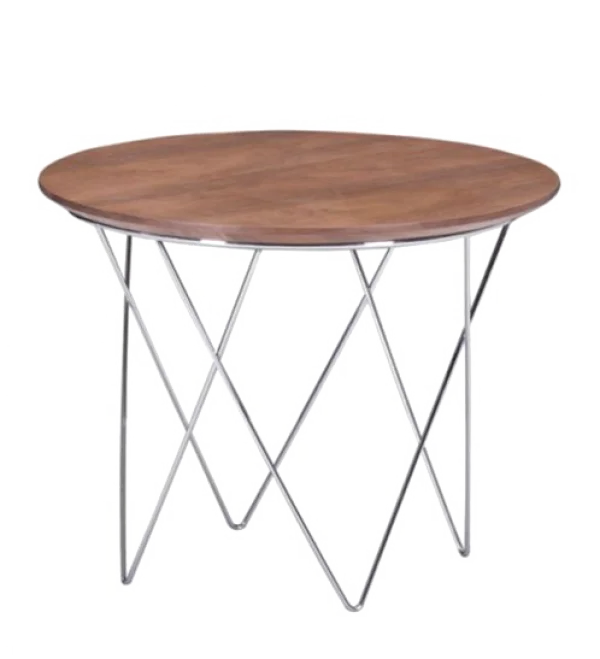 Modern Round Wooden Side Table PNG Transparent Background