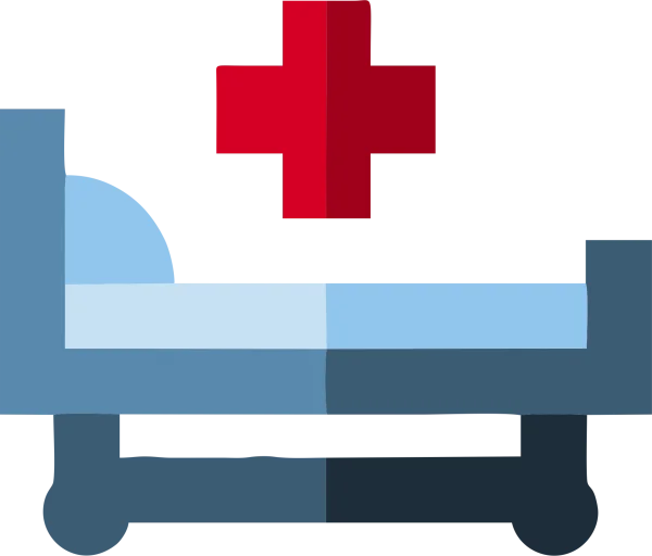 Hospital Bed Icon with Red Cross PNG Transparent