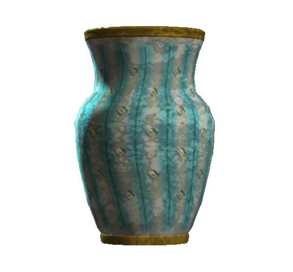 Vintage Teal Striped Vase PNG Transparent