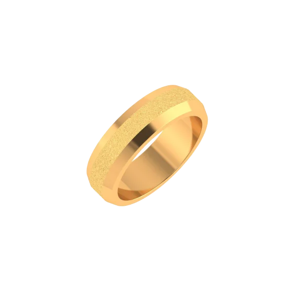 Gold Wedding Band with Textured Center PNG