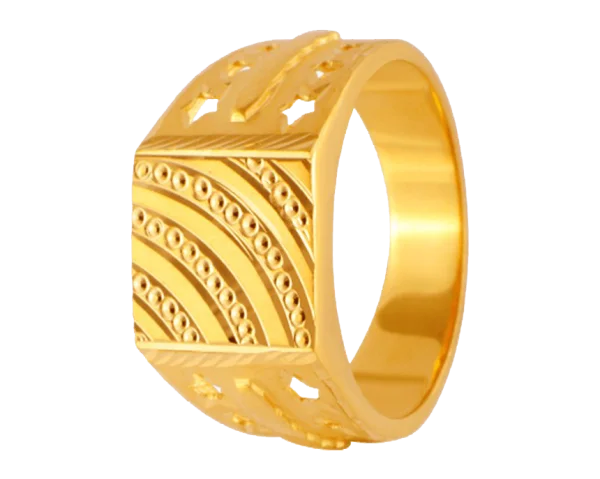 Golden Ring with Textured Design PNG Transparent