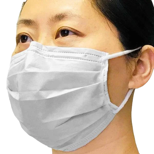 Woman Wearing White Disposable Face Mask PNG