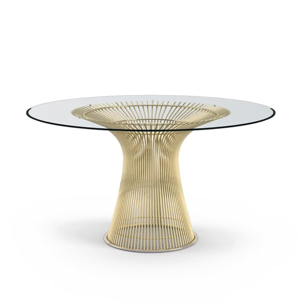 Modern Gold Wire Base Glass Top Table PNG