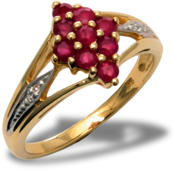 Gold Ruby Cluster Ring PNG Transparent Background
