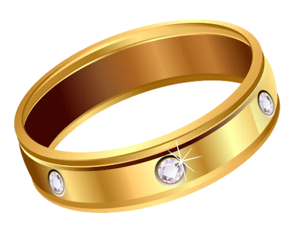 Golden Ring with Diamonds PNG Transparent Background