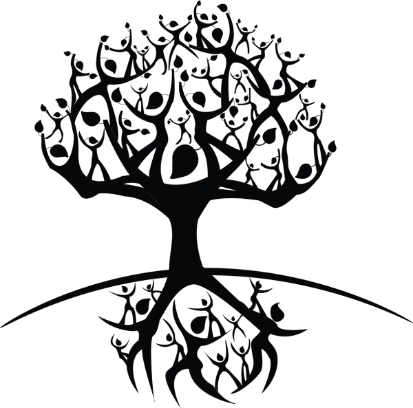 Human Figures Tree Silhouette PNG