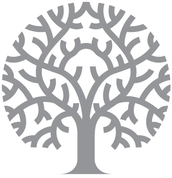 Stylized Gray Tree Logo Icon PNG Transparent Background