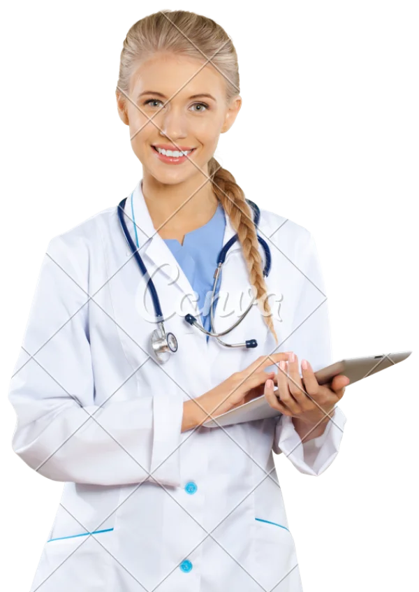 Smiling Female Doctor Holding Tablet PNG Transparent Background