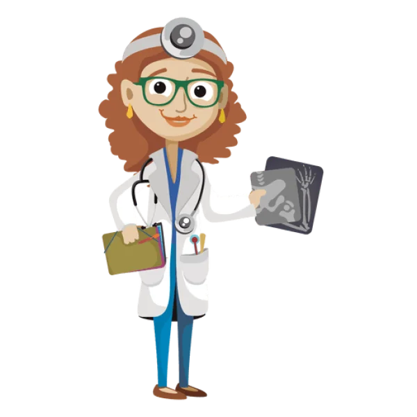 Female Doctor Cartoon with X-ray PNG Transparent