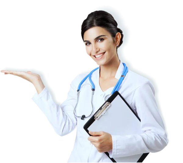 Smiling Female Doctor Presenting PNG