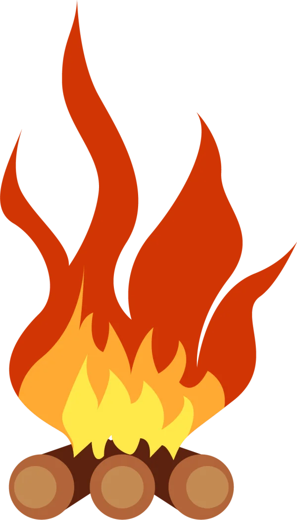 Stylized Campfire with Logs PNG Transparent Background