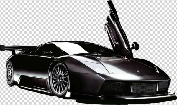 Black Supercar with Open Scissor Door PNG
