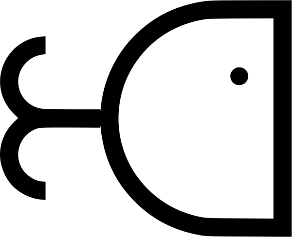 Minimalist Line Art Fish Icon PNG