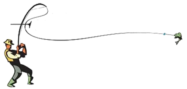 Fisherman Casting Rod with Fish PNG