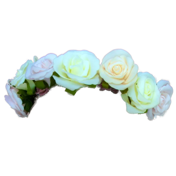 Elegant White Rose Flower Crown PNG
