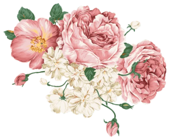 Vintage Pink and White Floral Bouquet PNG