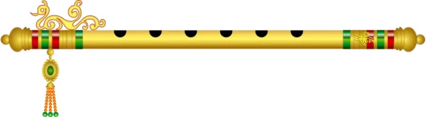 Ornate Golden Flute PNG Transparent Background