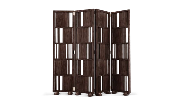 Dark Wood Room Divider Screen PNG Transparent