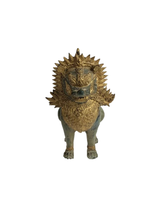 Mythical Golden Lion Statue PNG Transparent Background