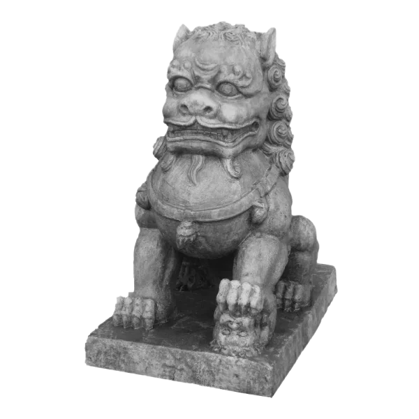 Gray Stone Foo Dog Statue PNG Transparent Background