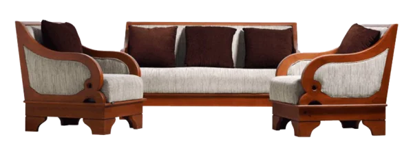 Classic Wooden Sofa Set PNG Transparent Background