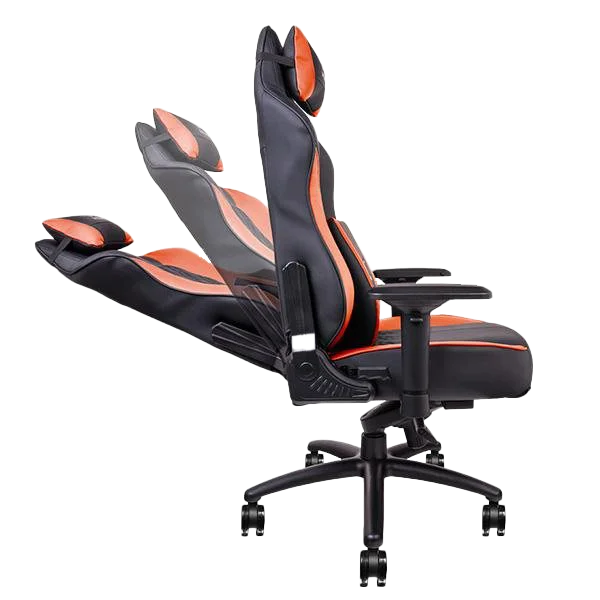 Black and Orange Gaming Chair with Recline PNG