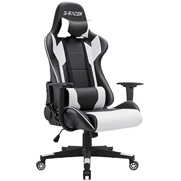 Black and White Gaming Chair PNG Transparent Background