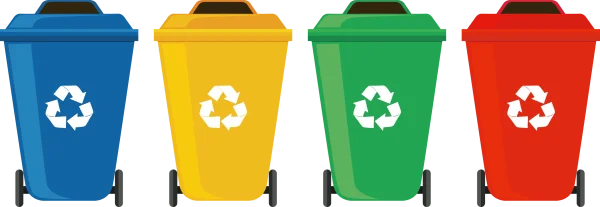 Colorful Recycling Bins PNG Transparent Background